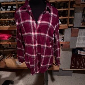 Banana Republic Burgundy Plaid Shirt